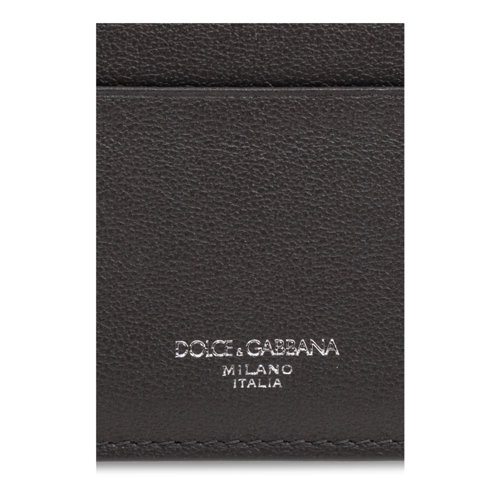 Dolce & Gabbana Leren kaarthouder Gray Heren