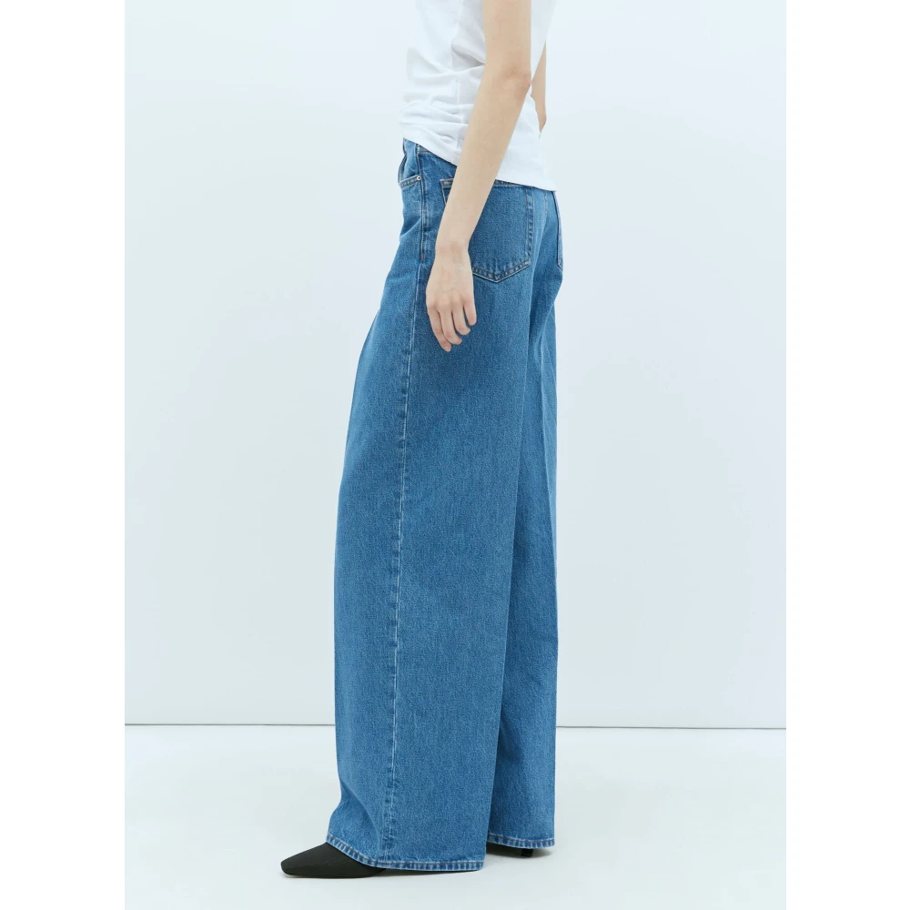 TotêMe Mid Rise Wide Leg Jeans Blue Dames