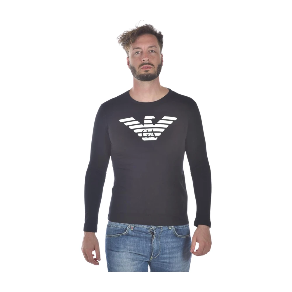 Emporio Armani Comfortabele Gebreide Pullover Sweater Black Heren