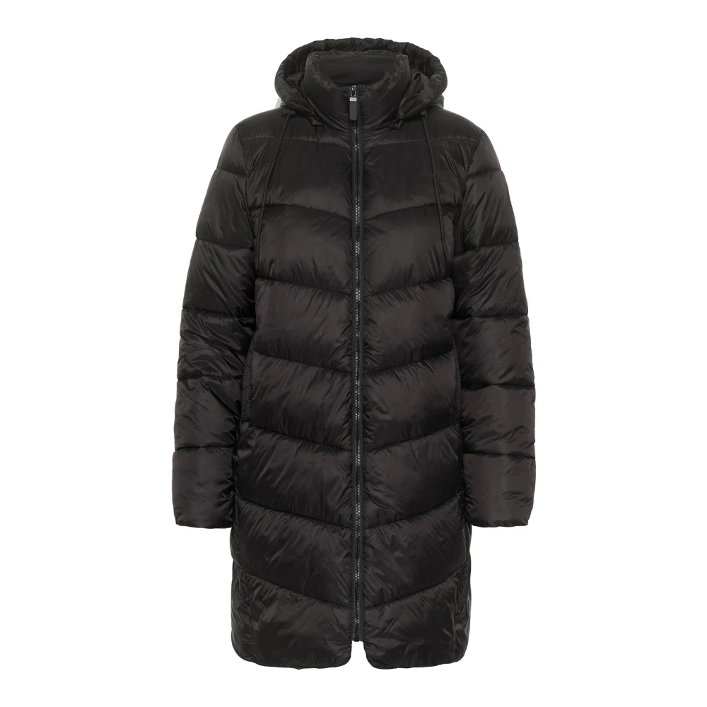 Kaffe Women's Black Quilted Coat With Hood And Pockets - Parkas - 2XL - Coats