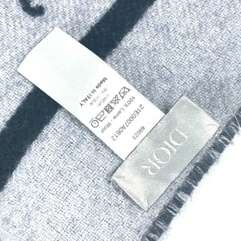 Dior Vintage Pre-owned Wool scarves Blue Dames