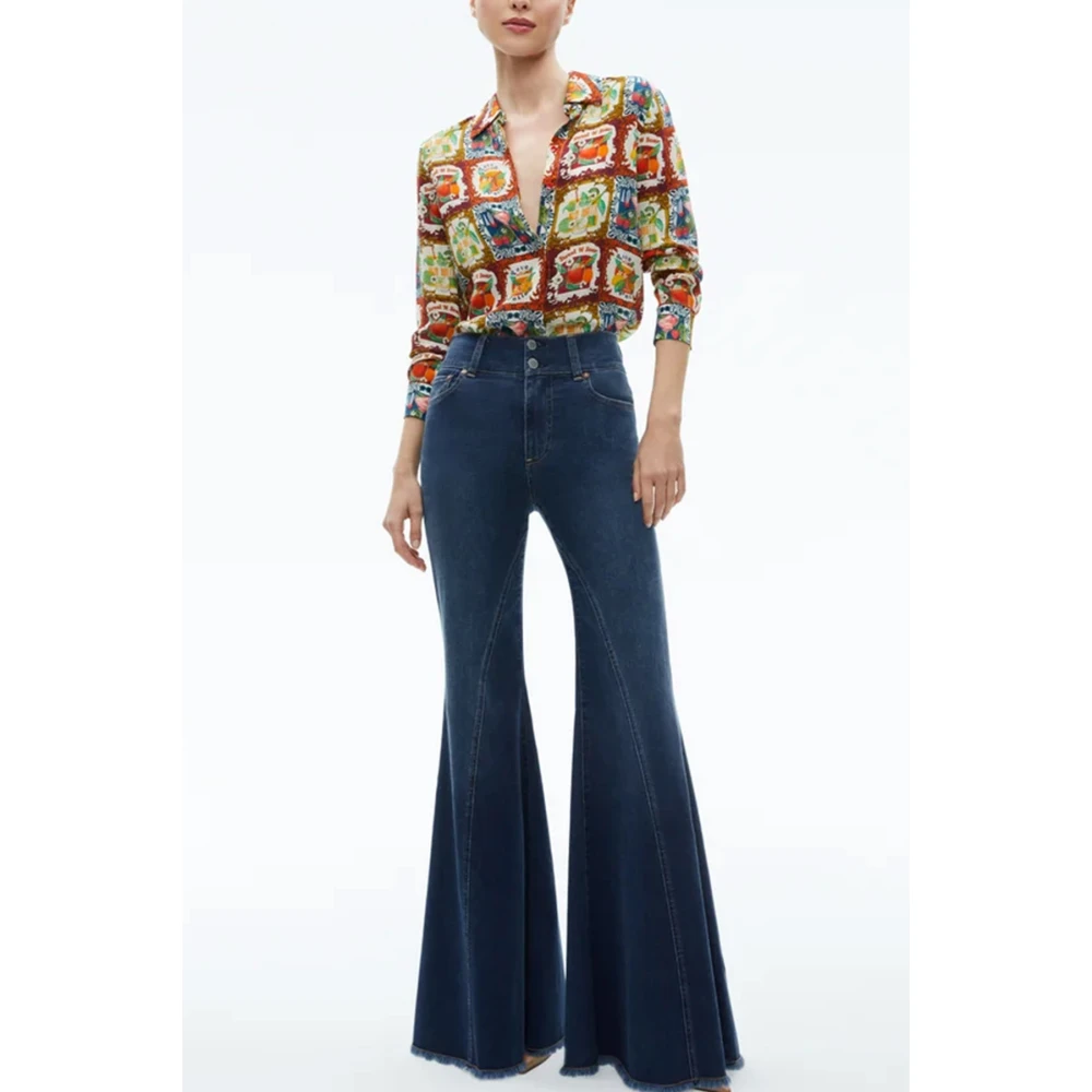 alice + olivia Zijden Klassieke Kraag Lange Mouw Top Multicolor Dames