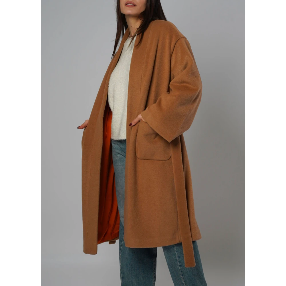 H2O Oversized Wollen Jas Brown Dames