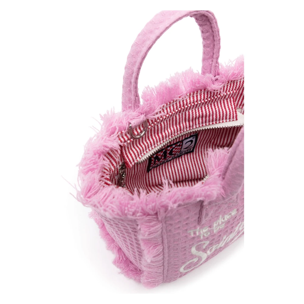 MC2 Saint Barth Stijlvolle Wafel Spons Vanity Tote Bag Pink Dames