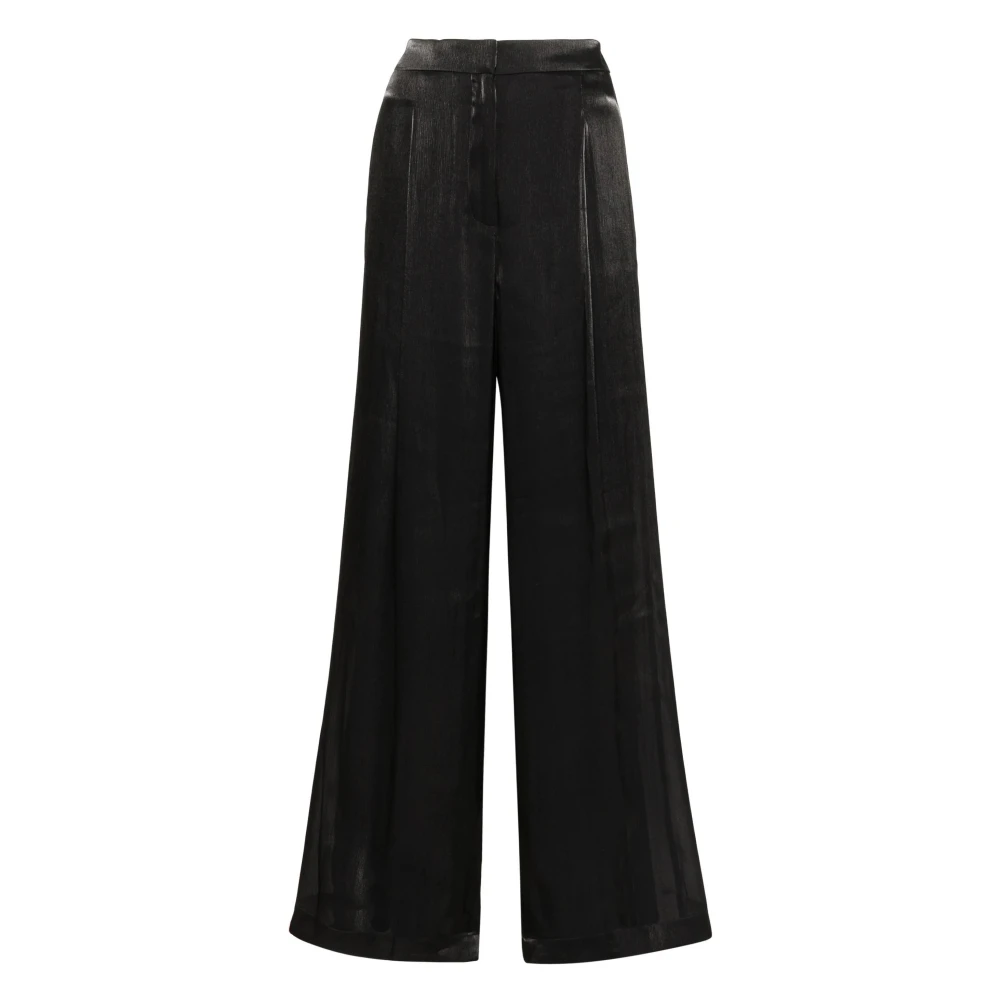Michael Kors Women's Black Iridescent Wide Leg Jeans In - Wide Trousers - Xs - Trousers