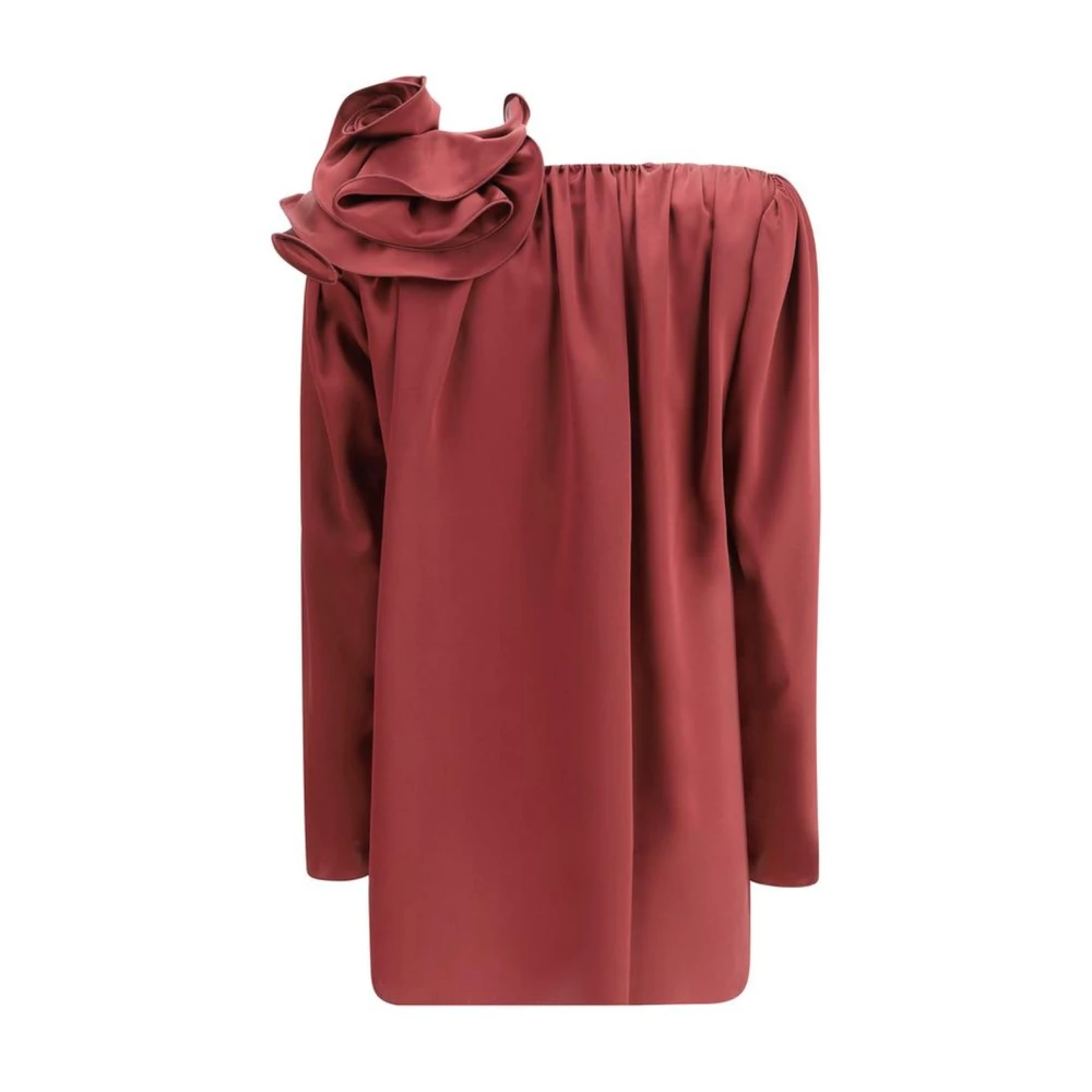 Magda Butrym Zijden blouse met rozen detail en diepe V-hals Red Dames