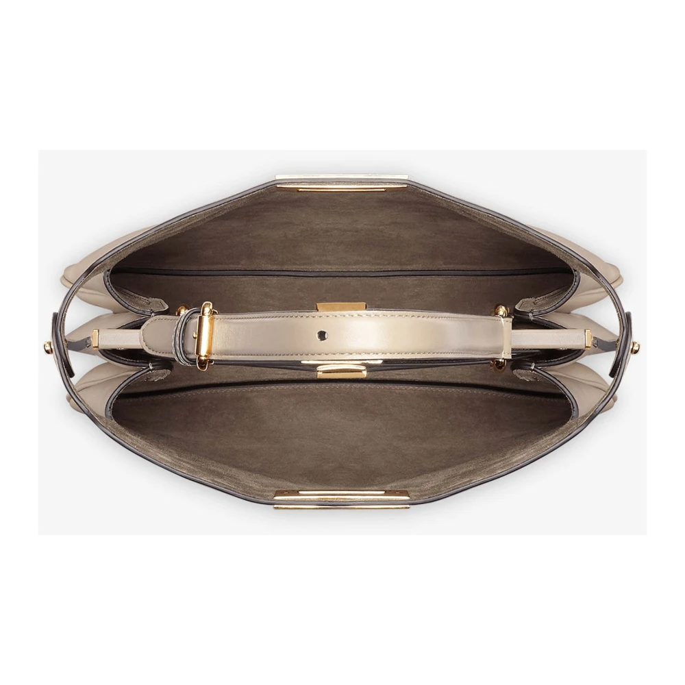 Fendi Zwarte Schoudertas van Kalfsleer met Twist Lock Gray Dames