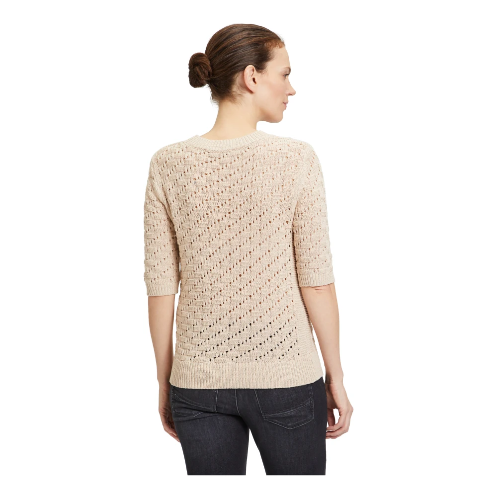 Betty & Co Statement Gebreide Trui met Ronde Hals Beige Dames