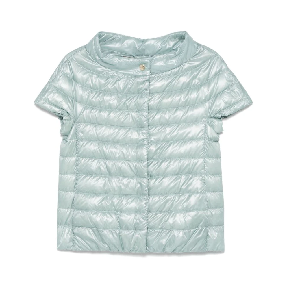 Herno Lichtblauwe kraagloze bovenkleding met zakken Blue Dames