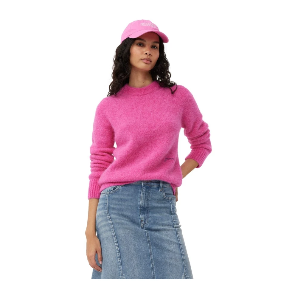 Ganni Round-neck Knitwear Pink Dames