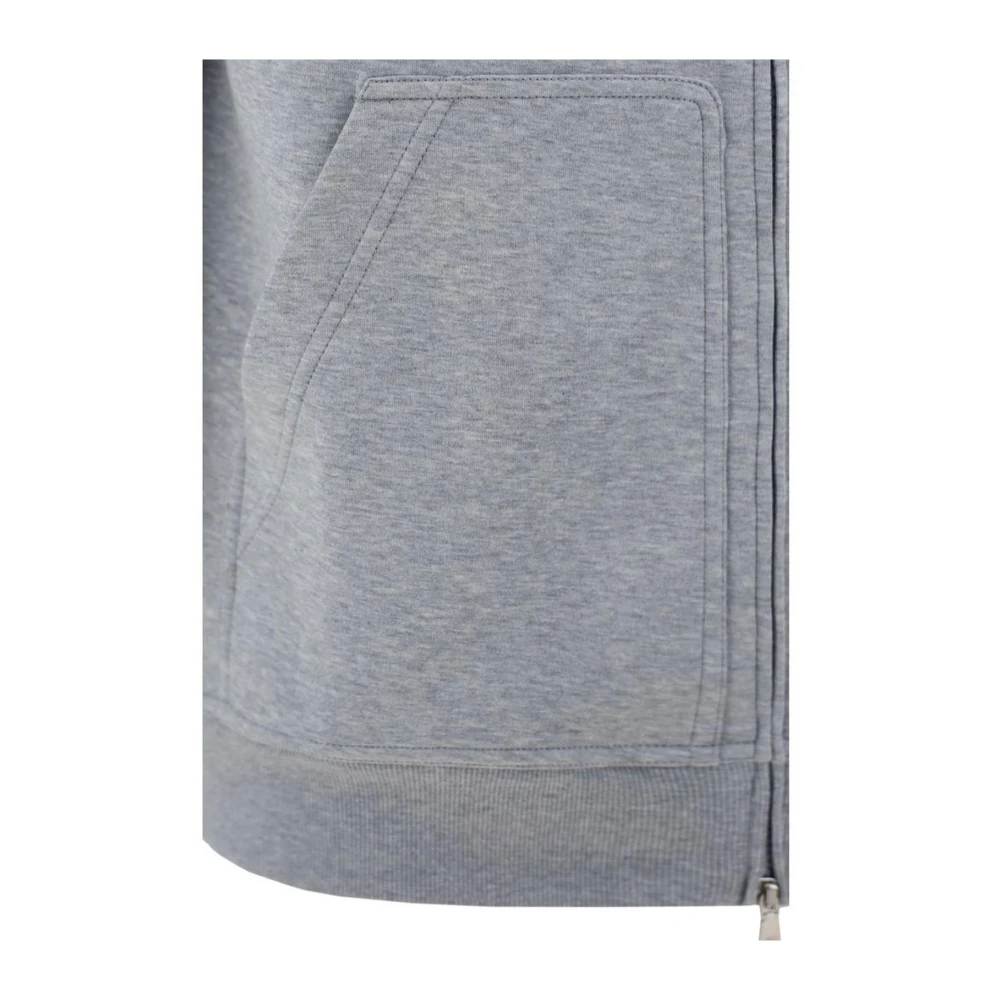 BRUNELLO CUCINELLI Katoenen vest met capuchon en zakken Gray Heren