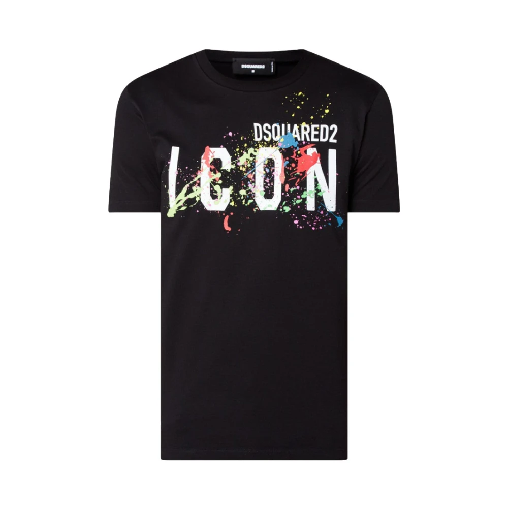 Dsquared2 Icon Splatter Cool Zwart T-Shirt Black Dames