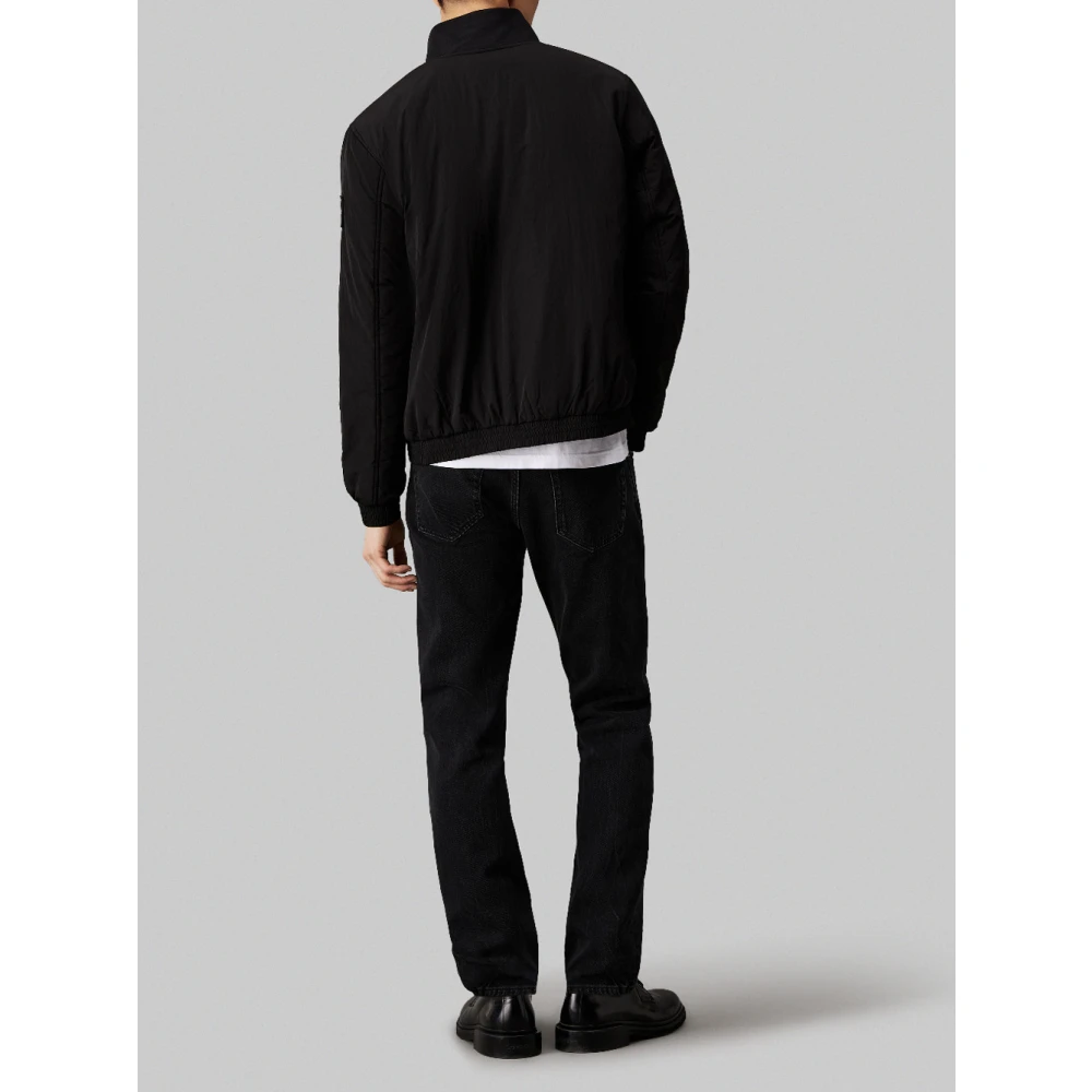 Calvin Klein Zwarte Gewatteerde Harrington Jassen Black Heren