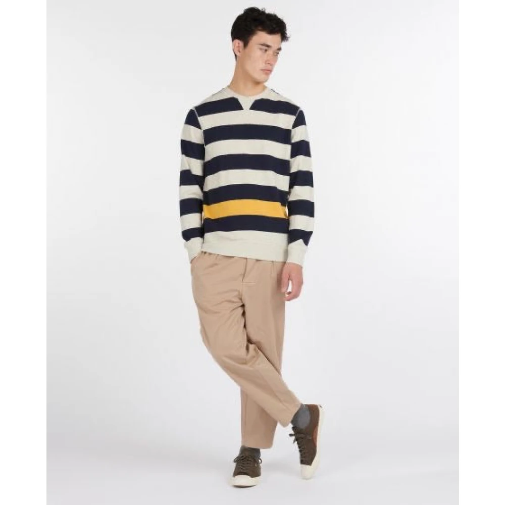 Barbour Navy Stripe Crew Sweatshirt Blue Heren