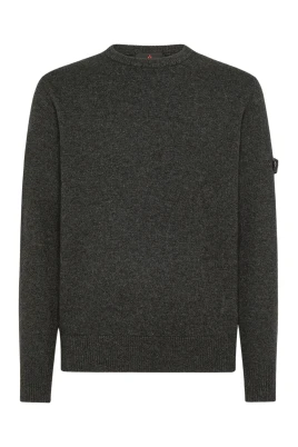 Grå Crew Neck Tröja med Ficka