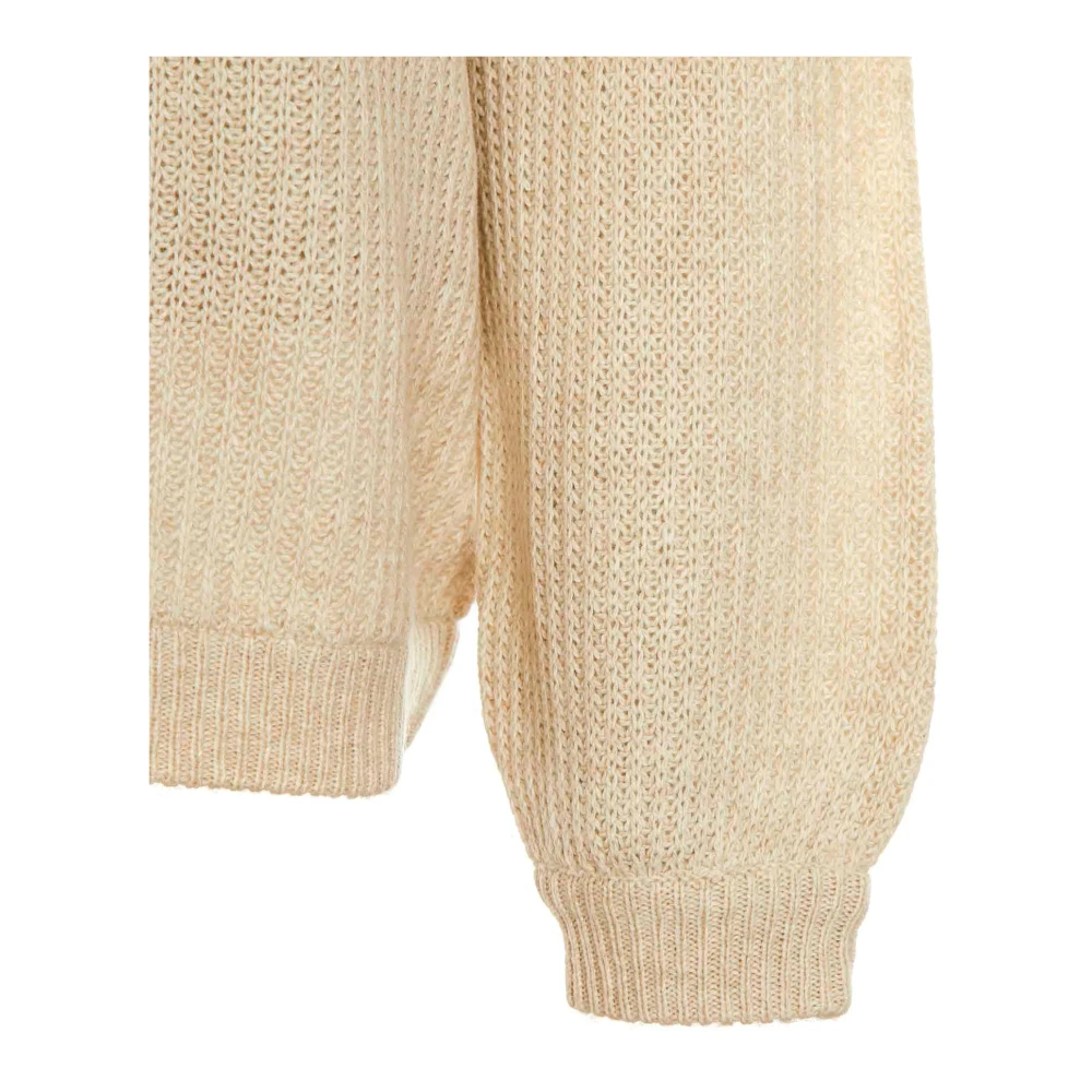 American vintage Gezellig Gebreide Trui met Turtleneck Beige Dames