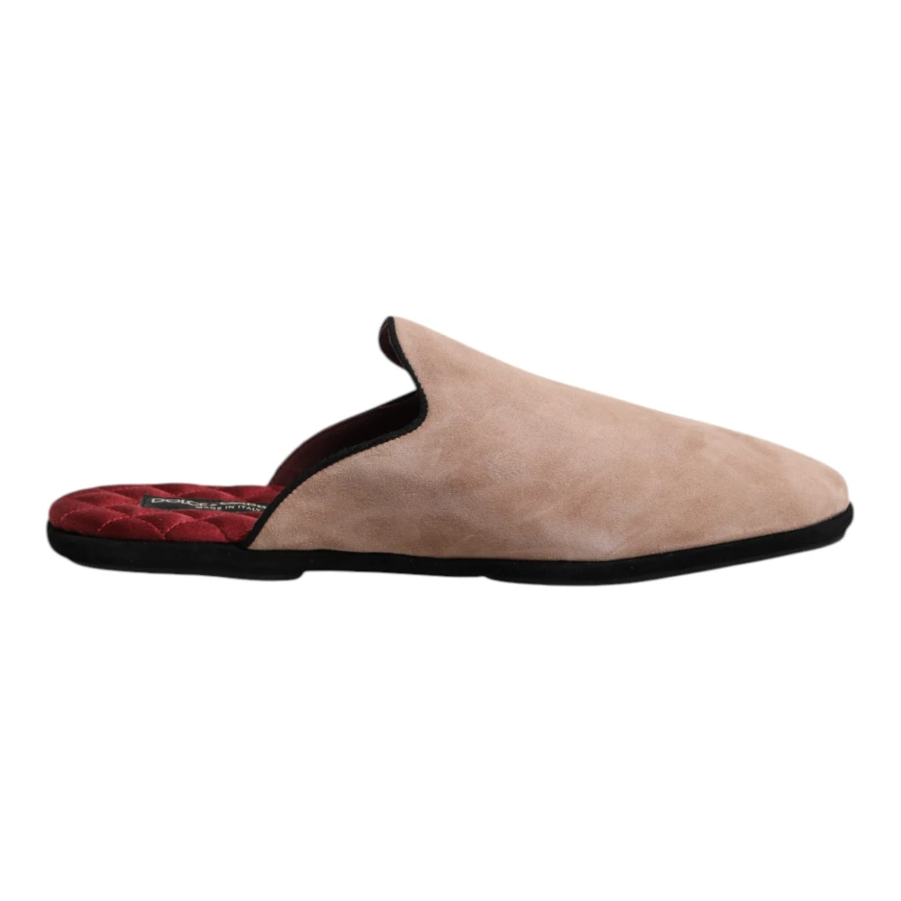 Dolce & Gabbana Men's Beige Suede Slides Flat Shoes - Slippers - 9 Uk - Shoes