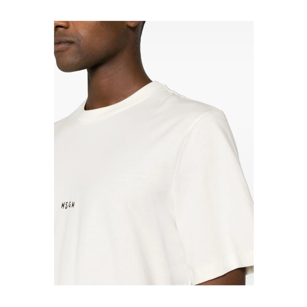 Msgm Logo Piccolo T-Shirt White Heren