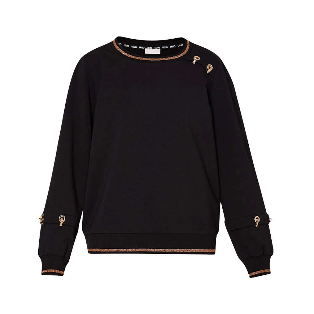 Liu Jo Zwarte Trui Stijlvol Logo Print Black Dames
