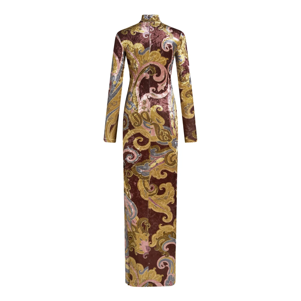 ETRO Bordeaux Paisley Jurk Aw24 Multicolor Dames