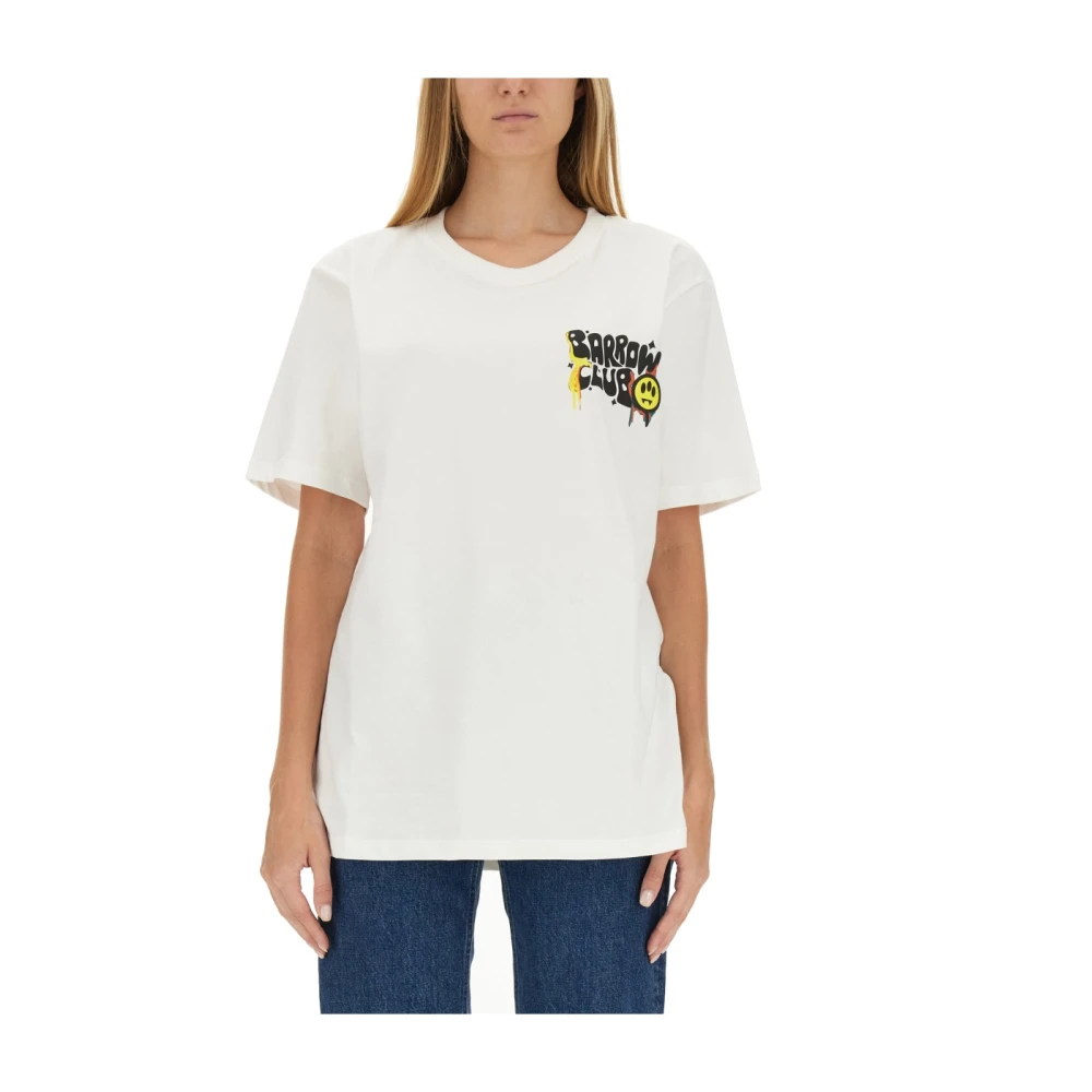 Barrow Logo Print Katoenen T-Shirt White Dames