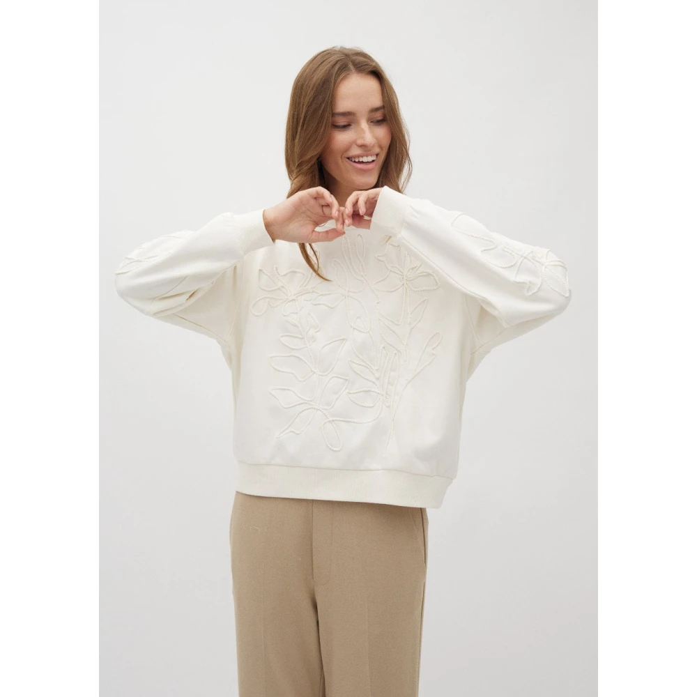 MbyM Romantische Bloemen Geborduurde Off-White Sweater White Dames