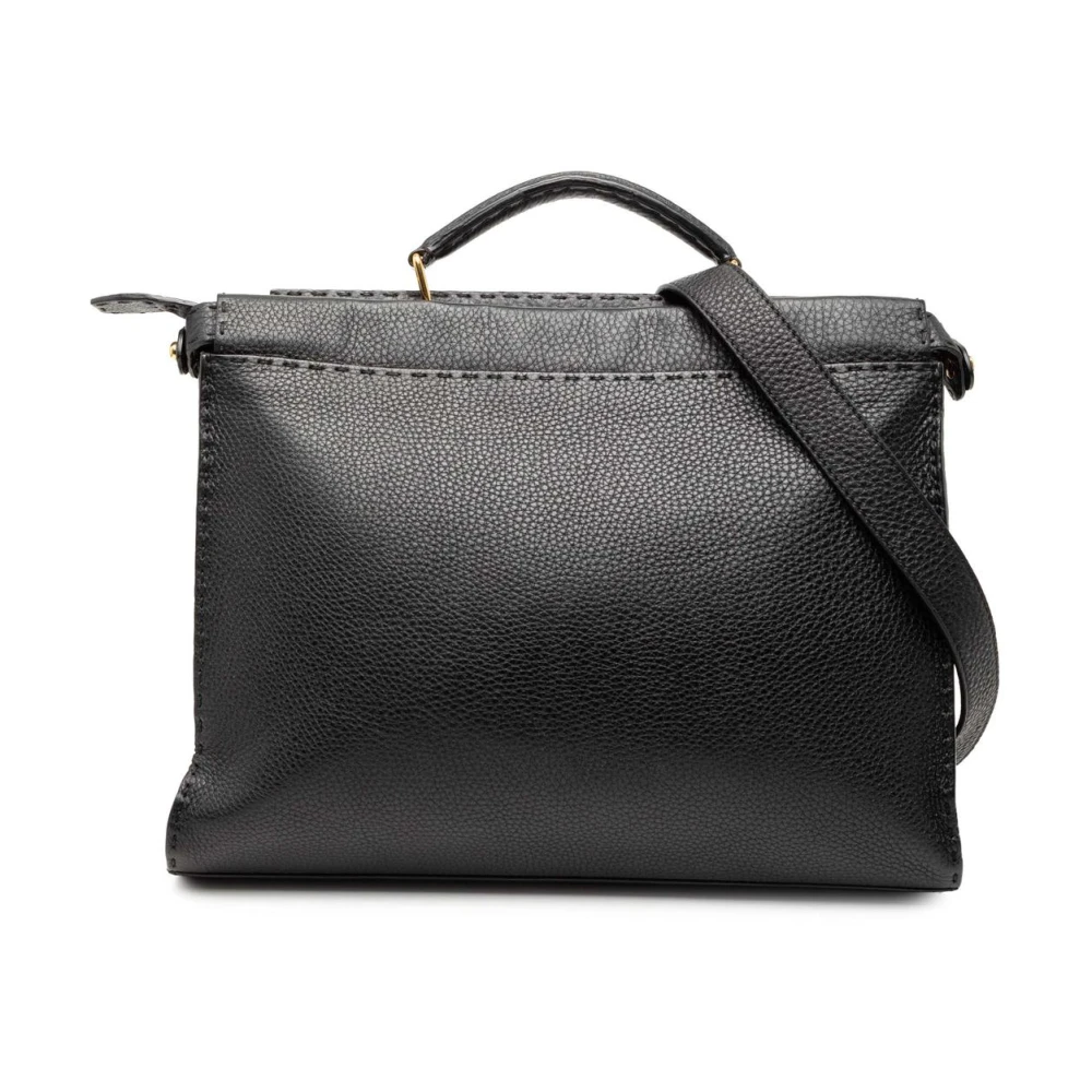 Fendi Vintage Women's Black Vintage Handbags, One Size, Pre-Owned Structured Leather Bag