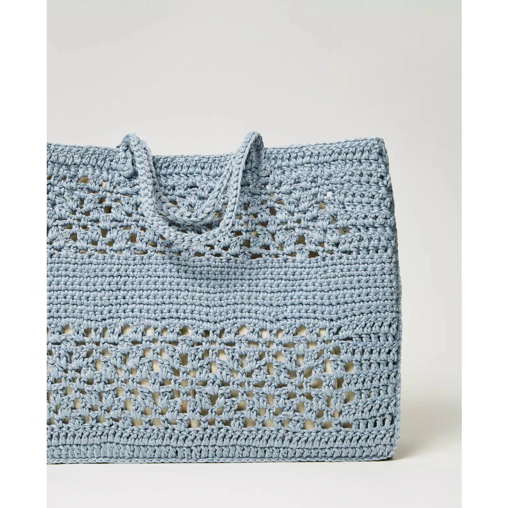Twinset Bohemian Crochet Shopper Tas Blue Dames