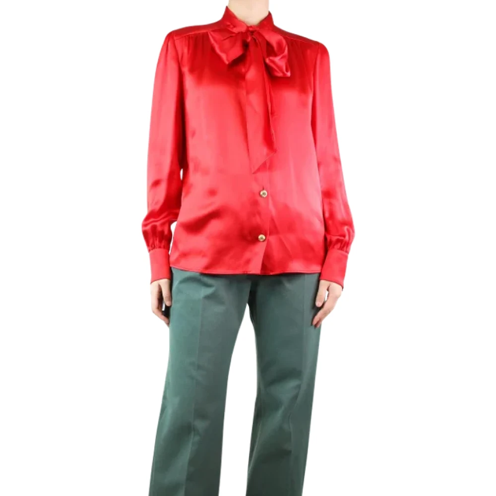 Gucci Vintage Pre-owned Silk tops Red Dames