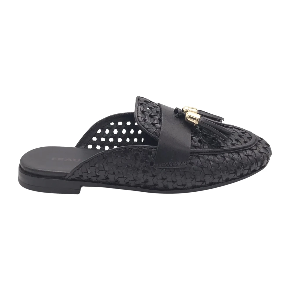 Frau Donna Nero - Sabot In Pelle Intrecciata Con Nappine - Shoes - 41 Eu