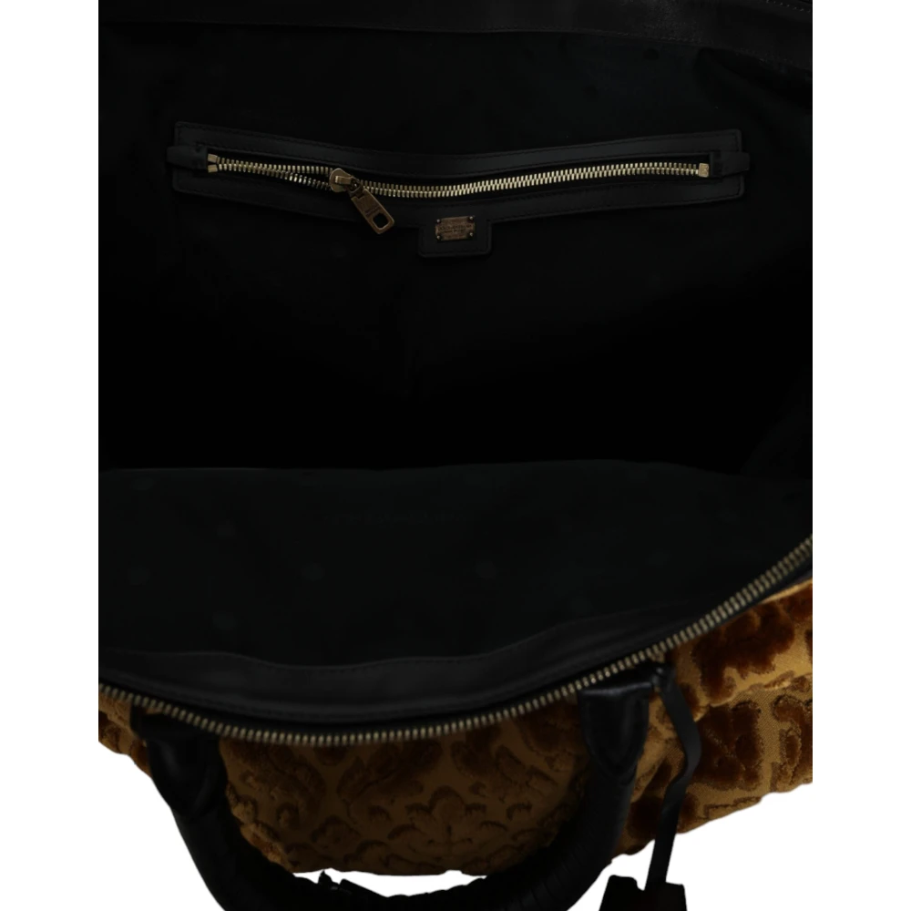 Dolce & Gabbana Beige Velvet Top Handle Duffle Tas Beige Dames