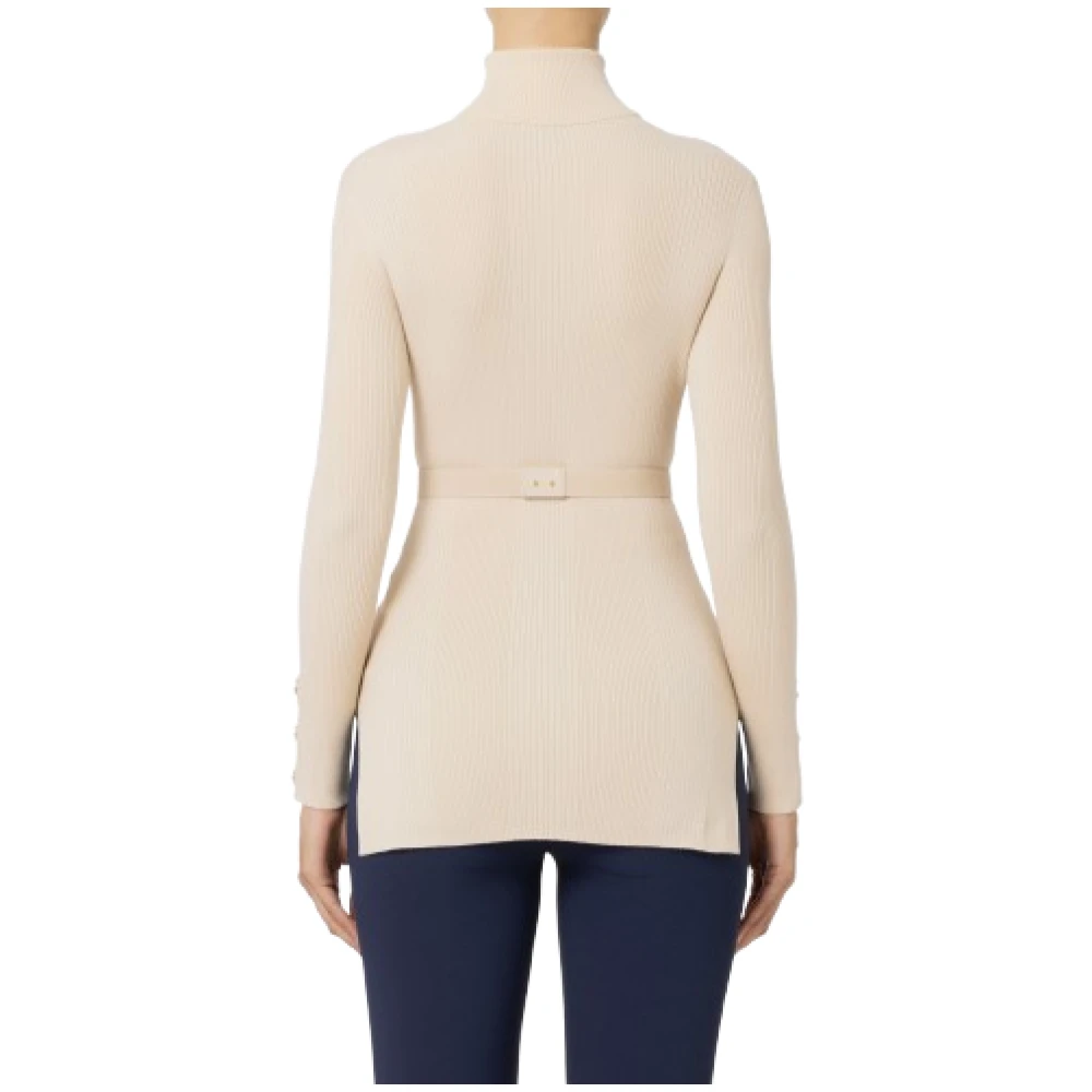Elisabetta Franchi Gebreide trui met logoborduursel Beige Dames