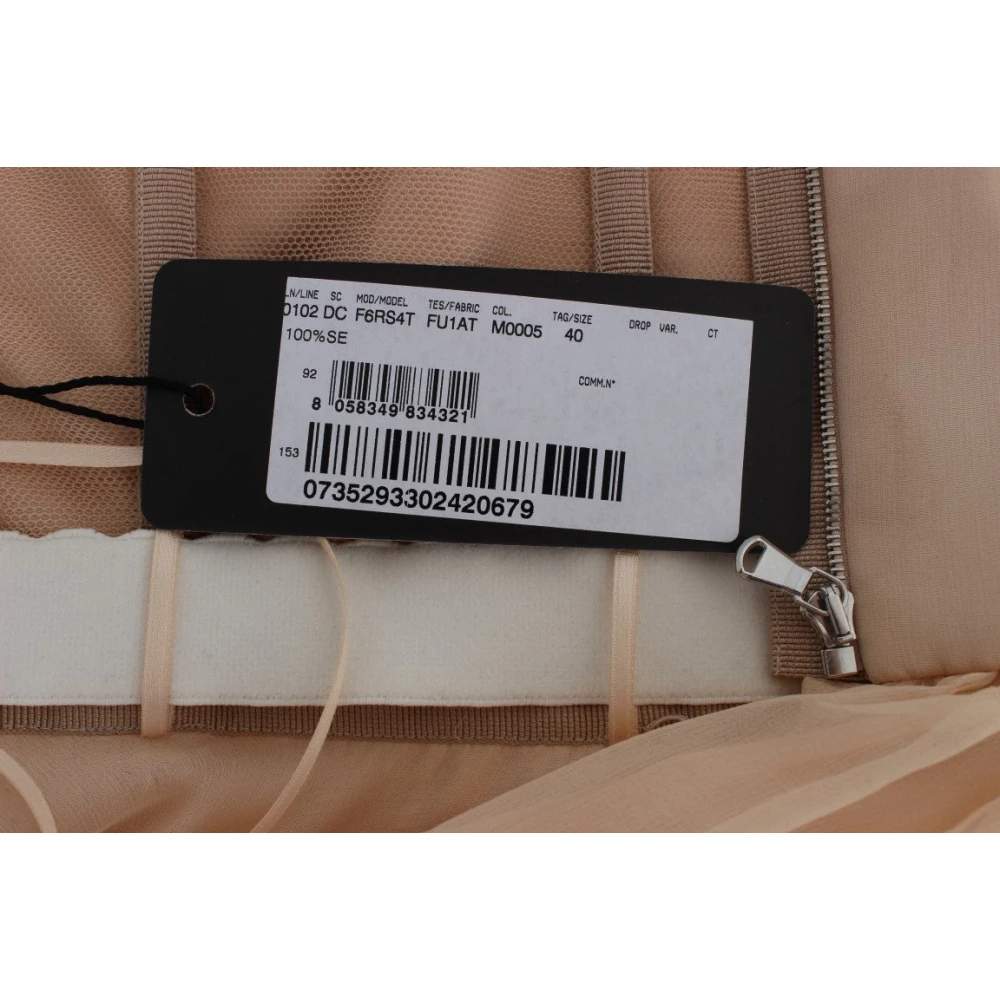 Dolce & Gabbana Elegante Beige Zijden Etuijurk Beige Dames