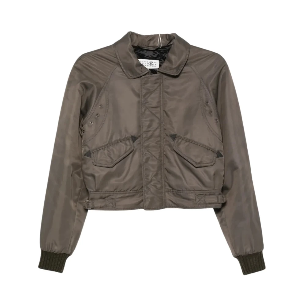 Mm6 Maison Margiela Cropped Nylon Sports Jacket - Female - Bomber Jackets - Gray - 2XS - Jackets