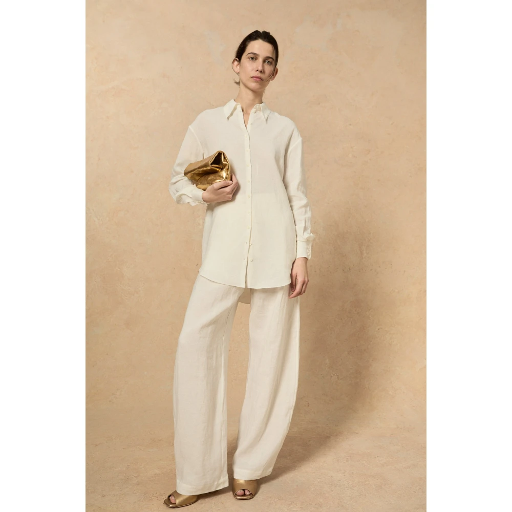 Cortana Marlo rauwe linnen broek Beige Dames