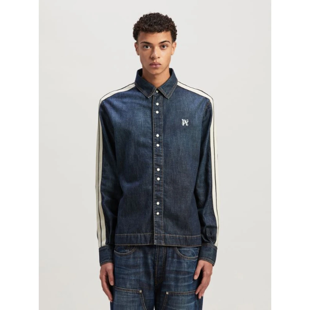 Palm Angels Stijlvol Denim Overshirt Blue Heren