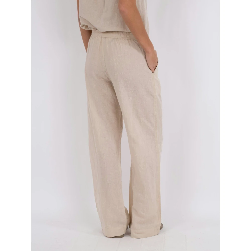 NEO NOIR Sonar Linnen Wijde Pijp Broek Beige Dames