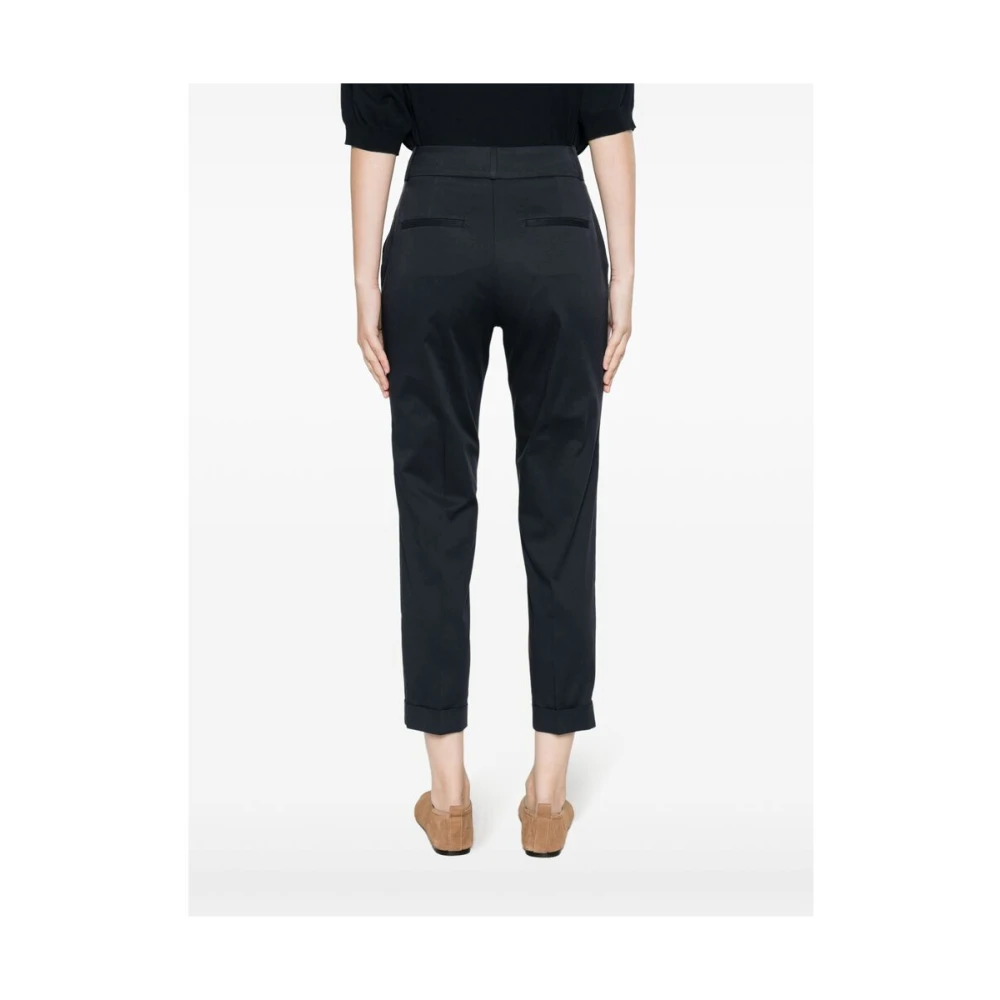PESERICO Blauwe High-Waisted Tapered Leg Broek Blue Dames