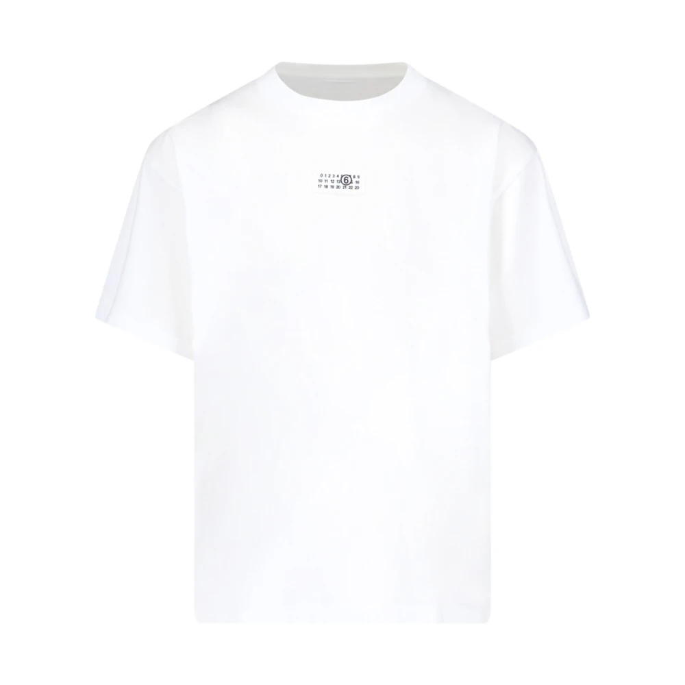 MM6 Maison Margiela Witte katoenen T-shirts en Polos met handtekening nummers motief White Heren