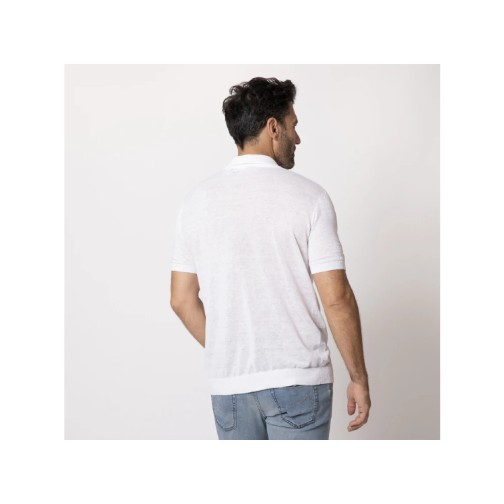 Karl Lagerfeld Witte Linnen Skipper Kraag Polo White Heren