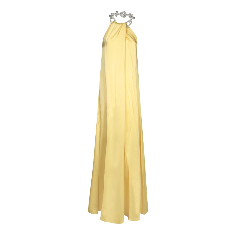 Stella Mccartney Gele Satijnen Halternek Jurk Yellow Dames