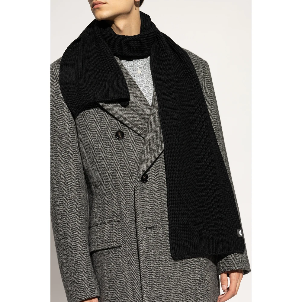 Emporio Armani Wollen sjaal met logo Black Heren