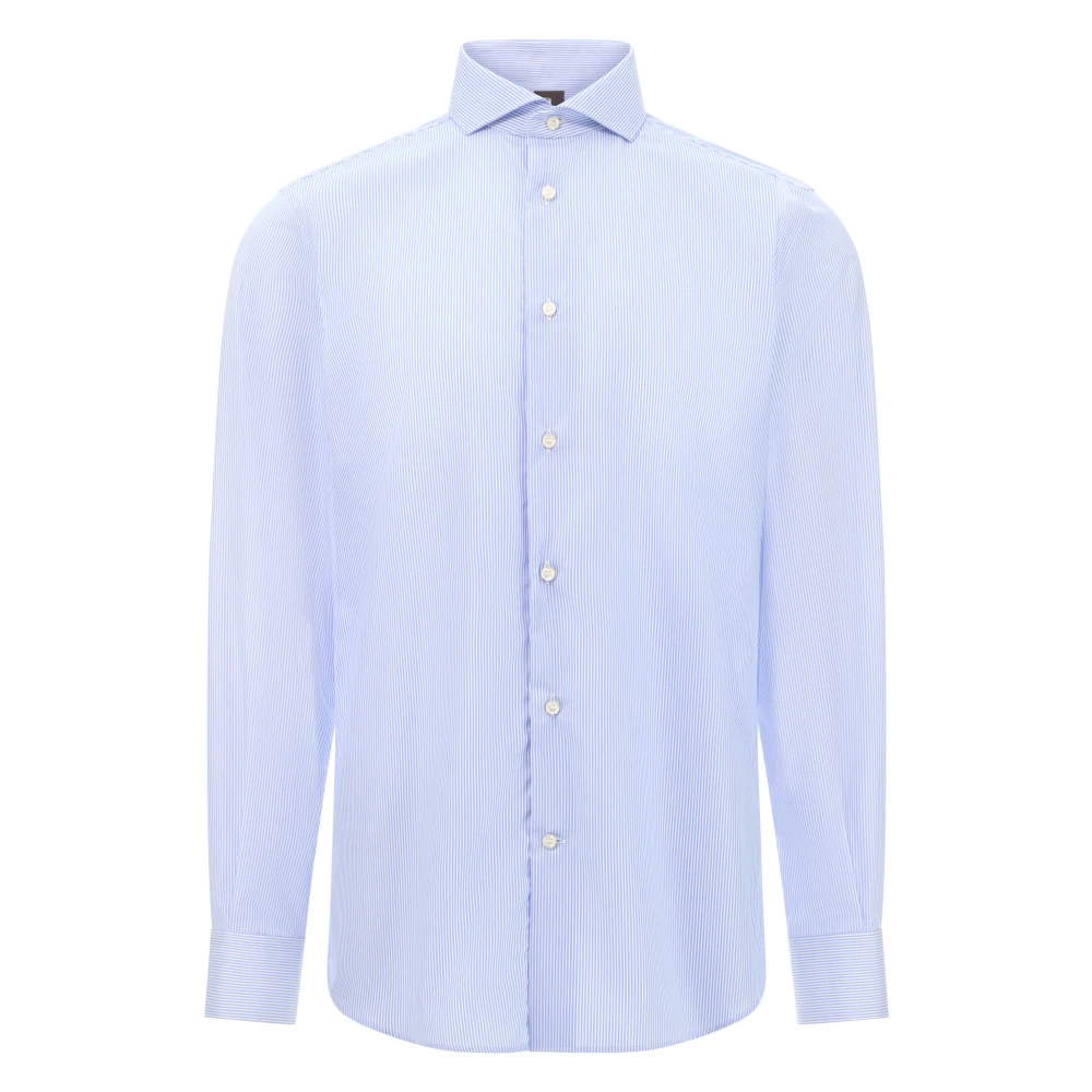 Boggi Milano Herren Blau Ultimate Non-Iron Gestreiftes Baumwollhemd