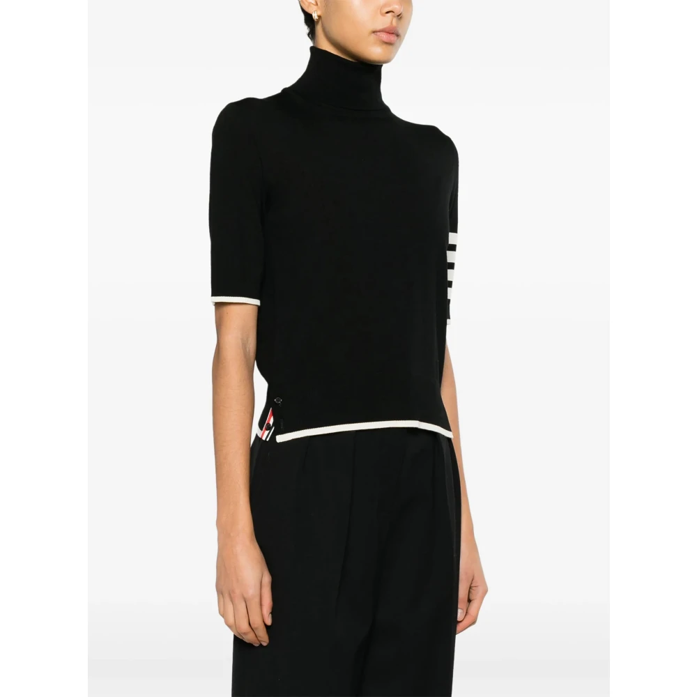 Thom Browne Gestreepte korte trui Black Dames
