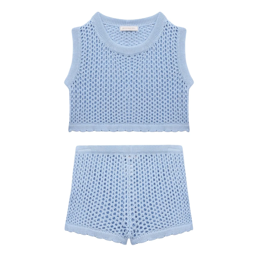 Monnalisa Blå Stickad Topp och Shorts Set Blue, Flicka