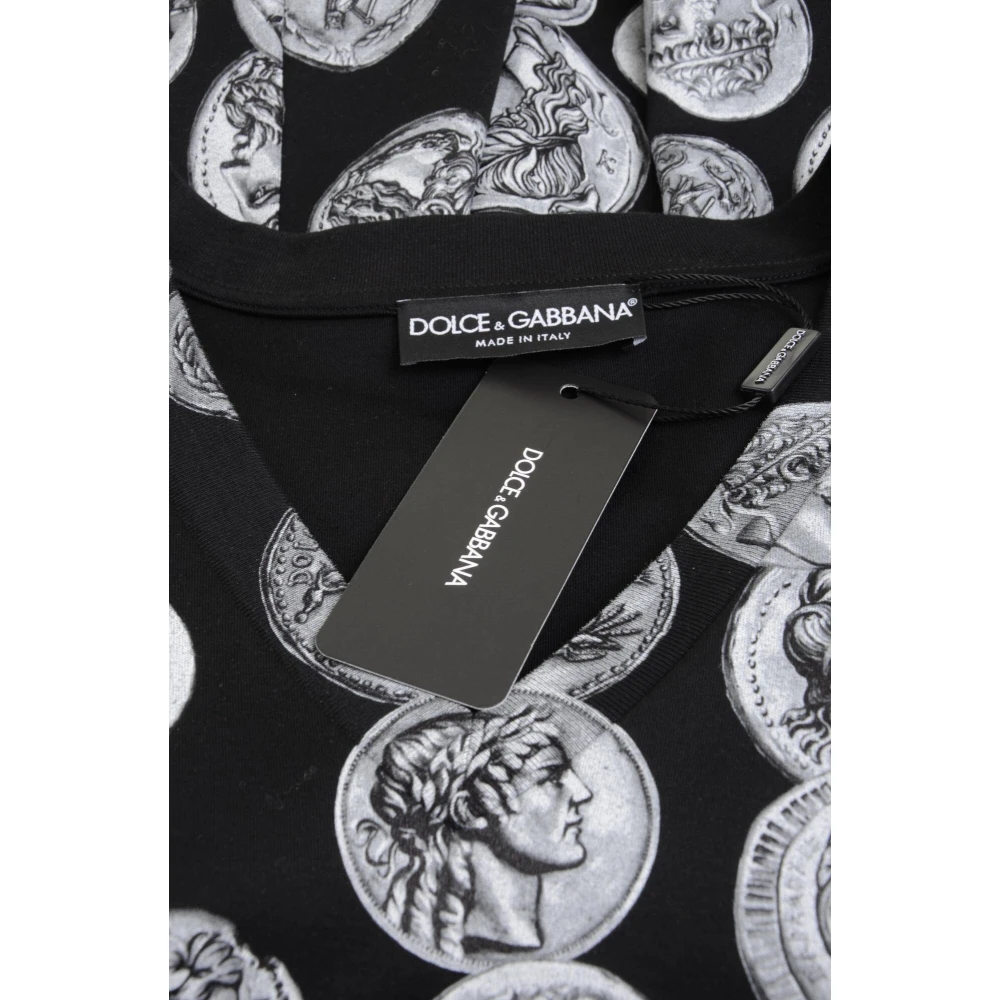 Dolce & Gabbana Heren V-hals Munten T-shirt Black Heren