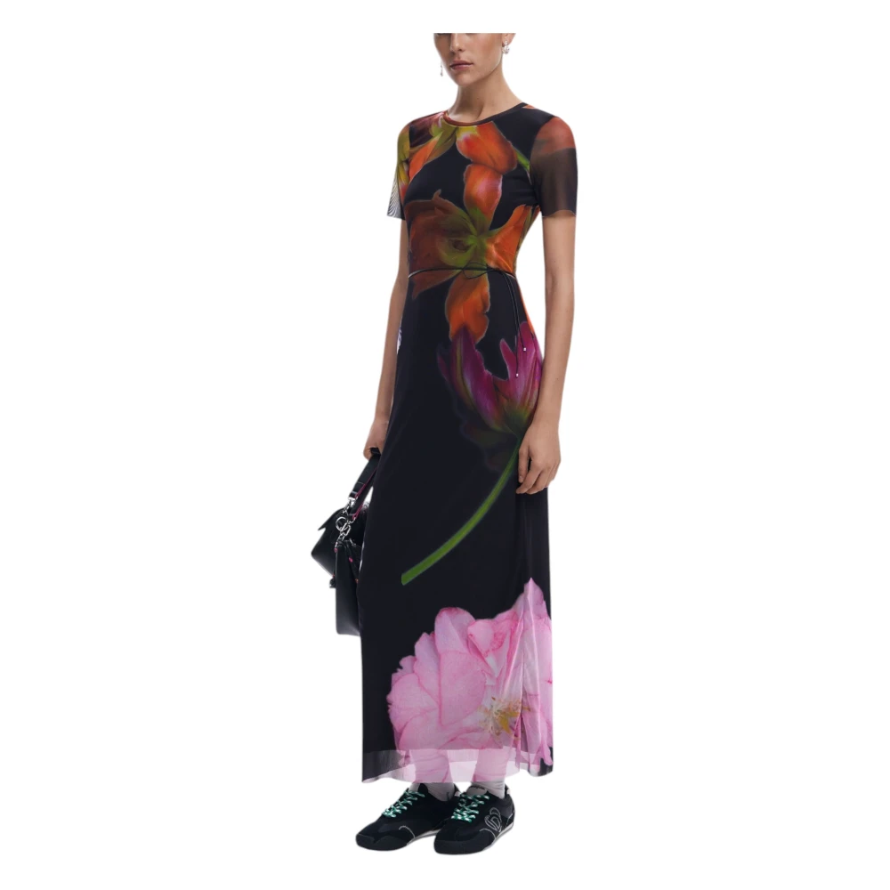 Desigual Women's Multicolor Black Short Sleeve Dress Spring/Summer Medium