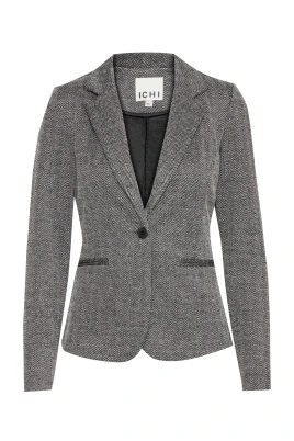 Elegant Jacquard Blazer Svart/Vit Herringbone
