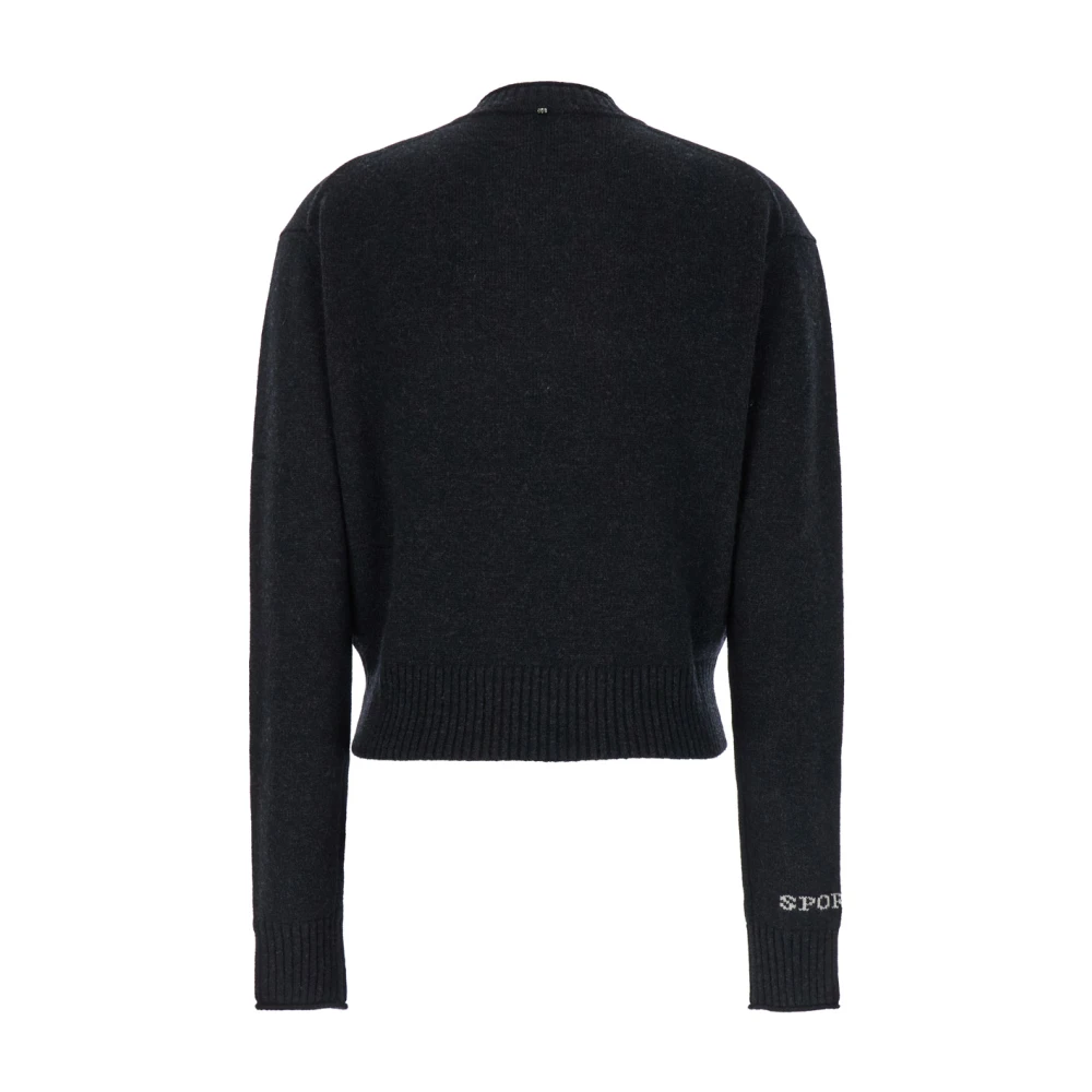 SPORTMAX Zwarte Crewneck Sweater met Logo Black Dames