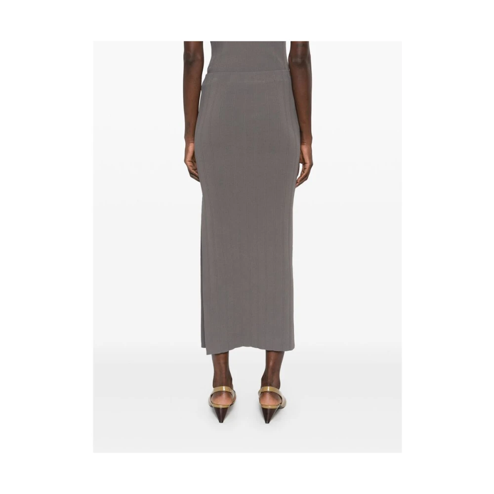Remain Birger Christensen Grijze Rok met Elastische Taille en Zijsplitten Gray Dames